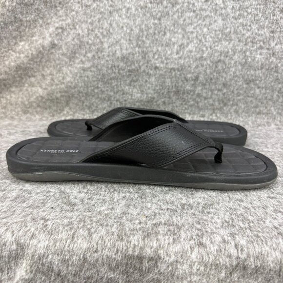 ✅Kenneth Cole New York Mens 13M Black Textured Flip Flops Thong Sandals Beach - Picture 10 of 11